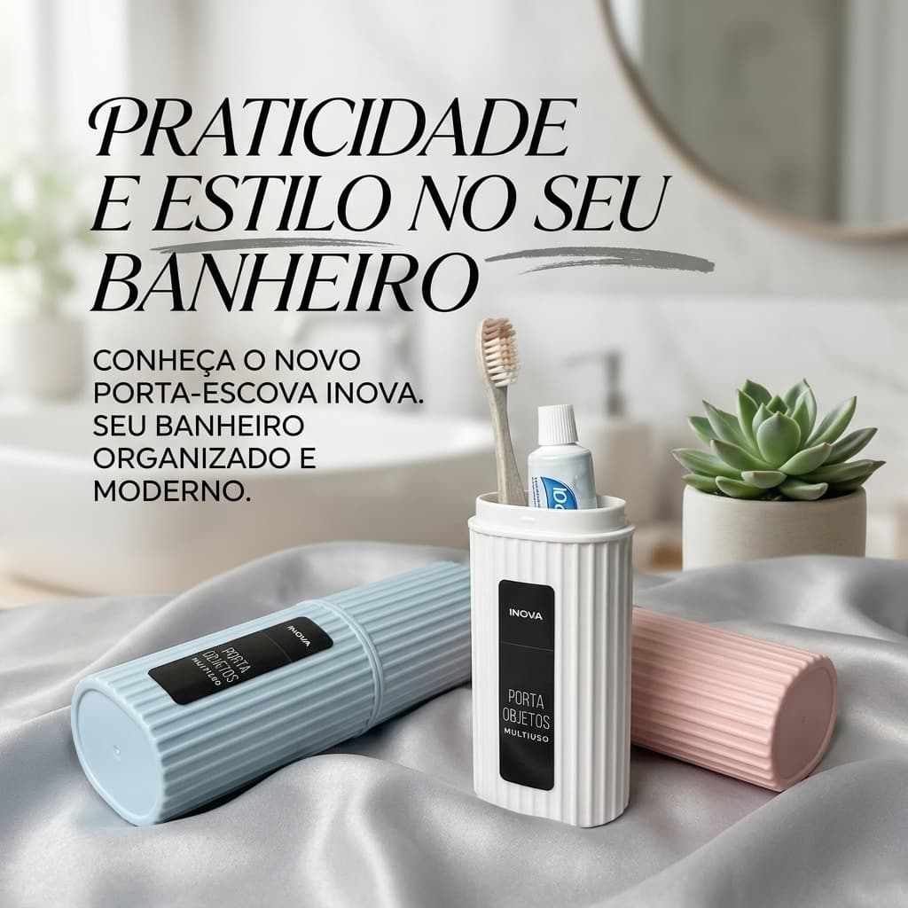 Organizador Porta Escova de Dentes Multiuso para Decorar seu Banheiro Material Premium - FJ91125