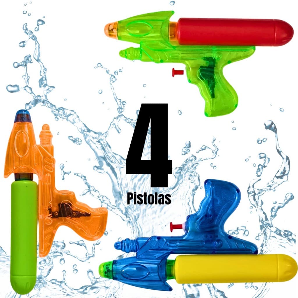 Kit 4 Pistolas Arma De Brinquedo Verão Aquática Lança Água Diversão Piscina Praia Dispara Jato