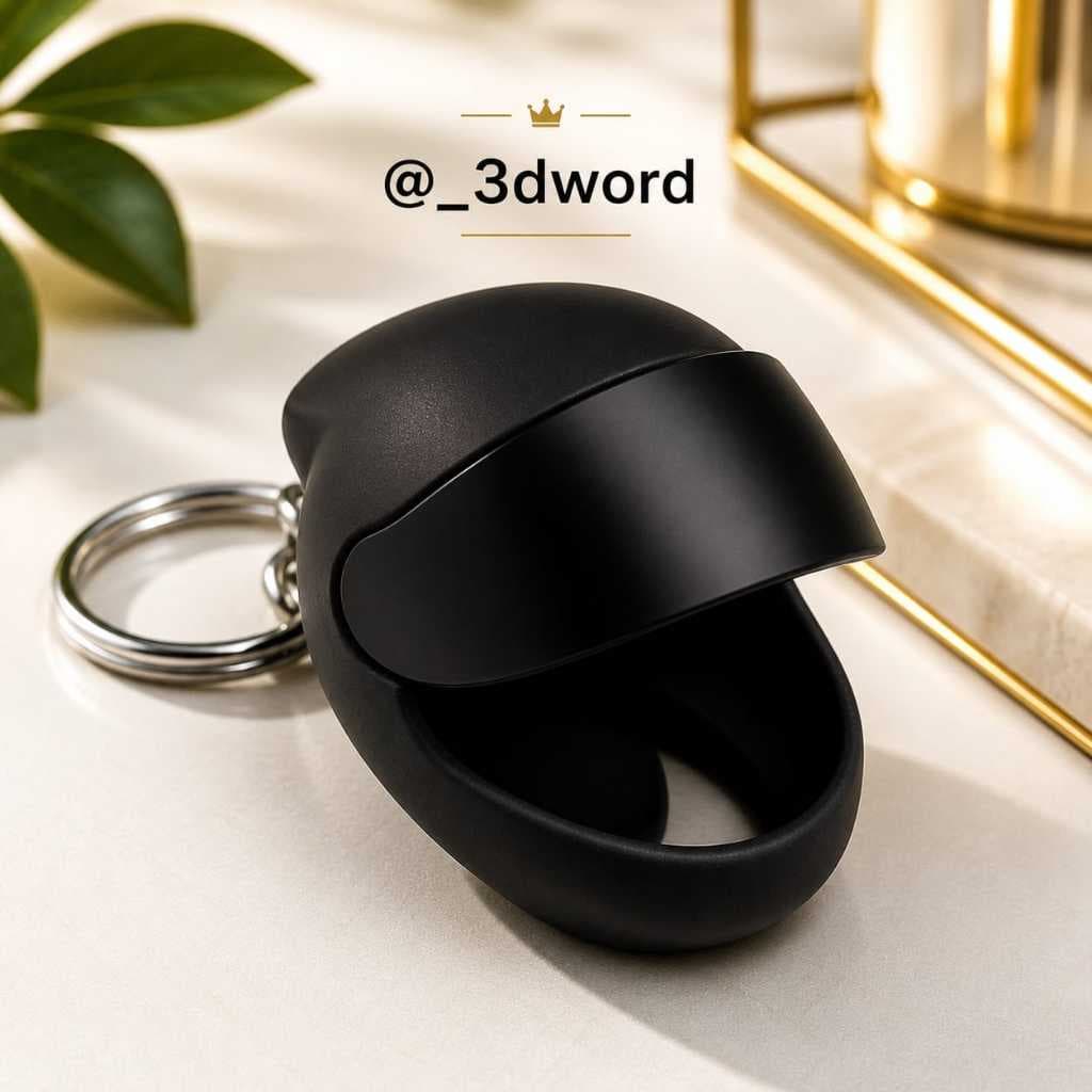 Mini Capacete Moto Chaveiro Preto Mate Estilo Futurista Proteção Chaves Acessório Exclusivo e Moderno Alta Qualidade 3Dw