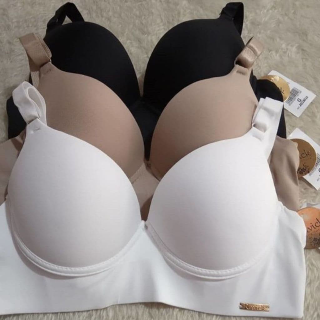 Kit c/3 Sutiã Sutian Reforçado com Bojo Push Up emcaixe perfeito Sutia em Microfibra