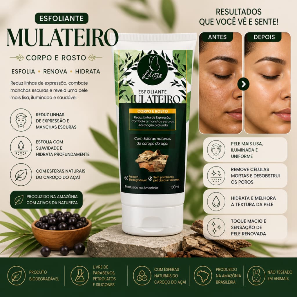 Esfoliante de Mulateiro Anti-envelhecinto -  Lili Belle Cosméticos 150ml