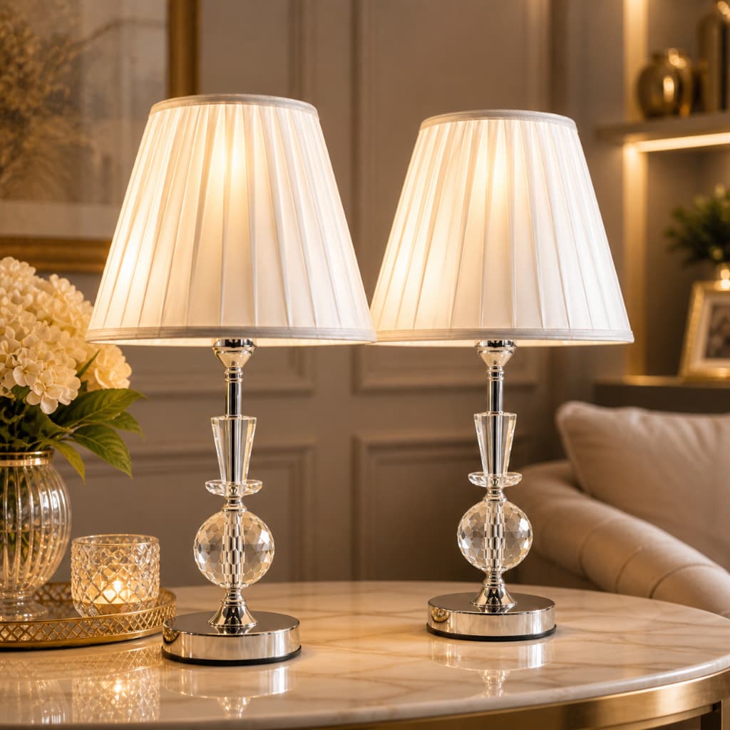 Kit 2 Abajur Luminária Touch Toque Cristal Moderno Luxo Decorativo Sala Quarto 54 Cm X834