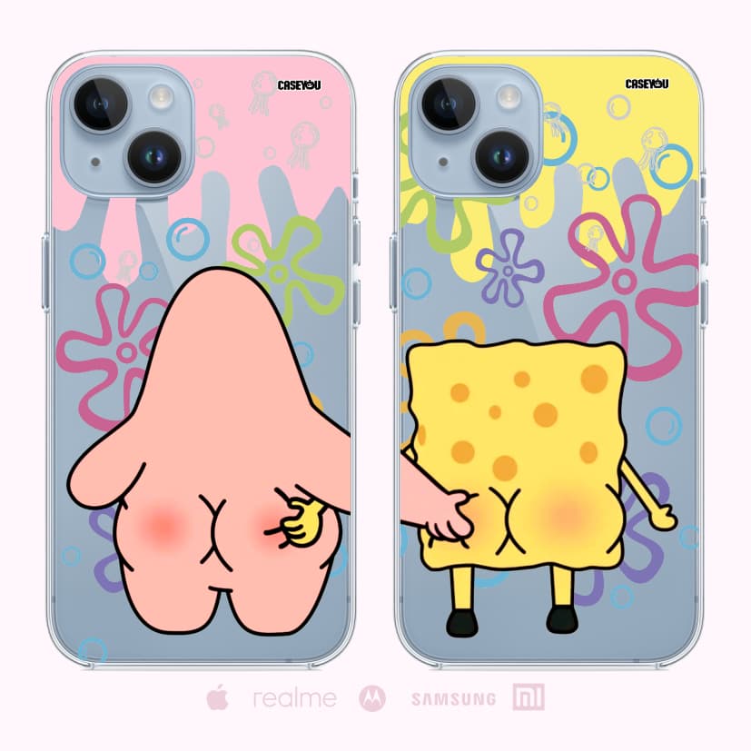 Kit 2 Capinhas Celular Bob e Patrick Metadinha Alta Qualidade