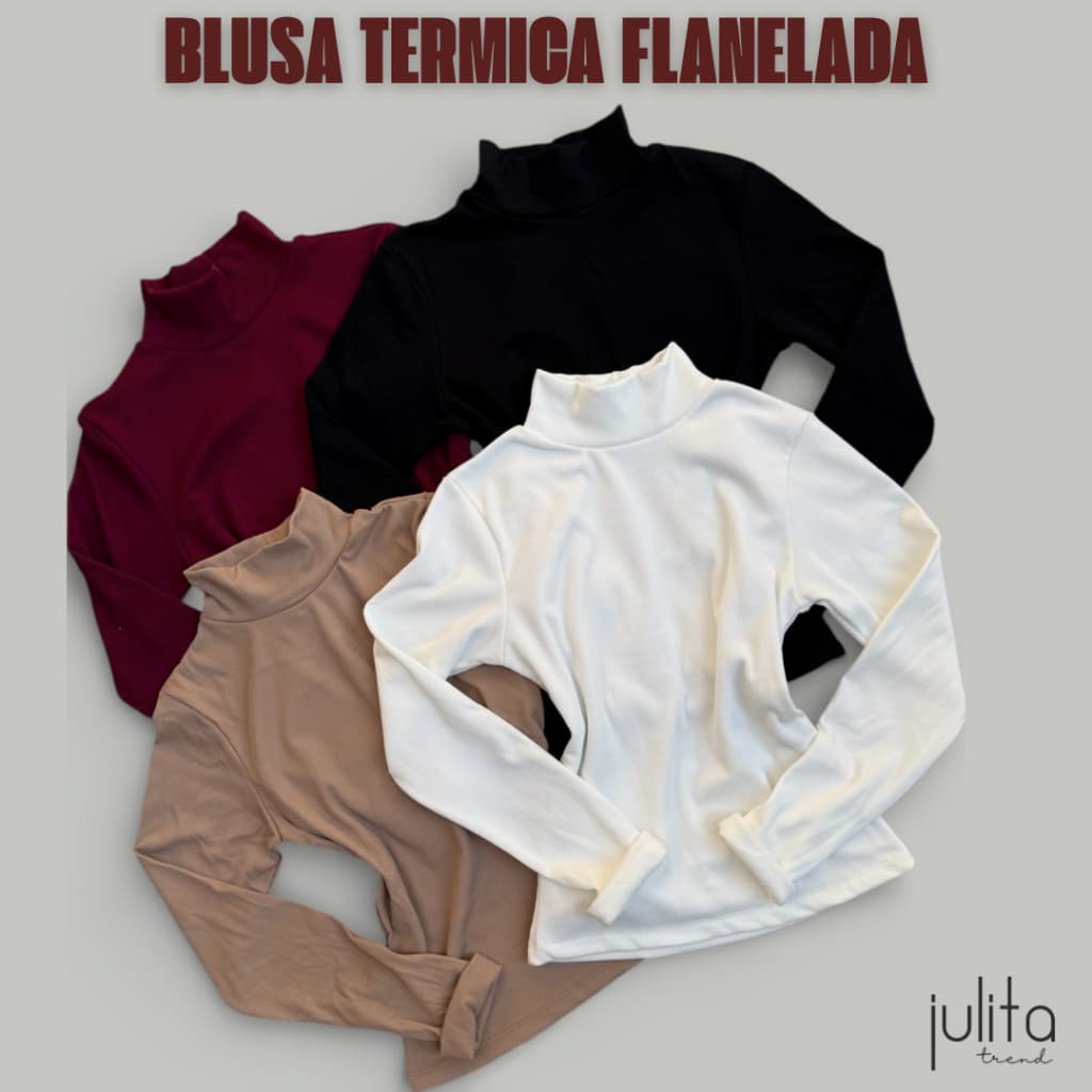 Blusa Térmica Feminina Peluciada Blusa Canelada Gola Alta Inverno Manga Longa