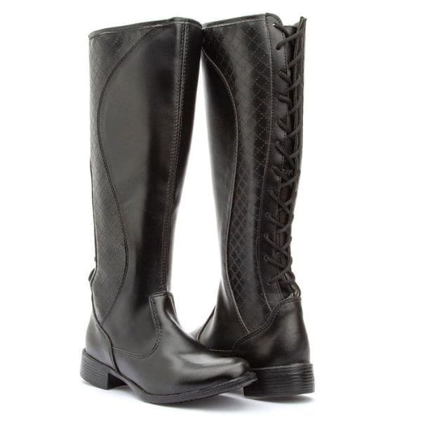 Bota Montaria Feminina Confort de Amarrar Ajustável Super Confortável Solado Antiderrapante Outono Inverno Country
