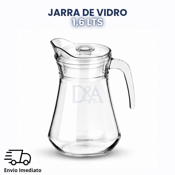 Jarra de Vidro 1,6L com Tampa Acrílica | Resistente Elegante Cozinha Suco Água