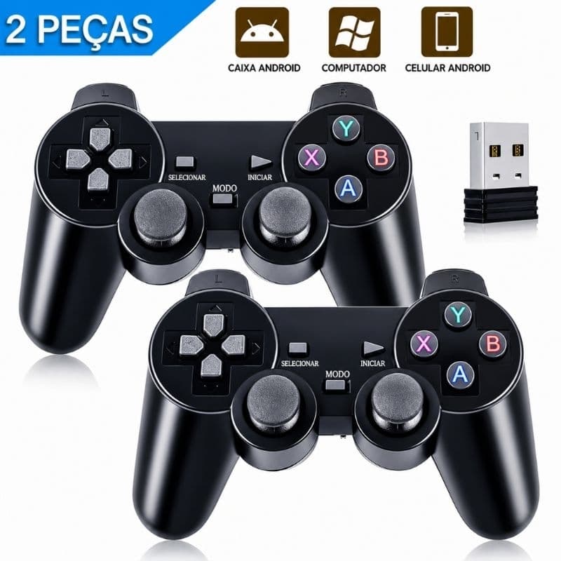 Controle Sem Fio 2.4GHz (1 ou 2 Pecas) para Jogos -Jovstick USB para PC, Android TV e Caixas de Jogos (PC
BOX. GAME BOX