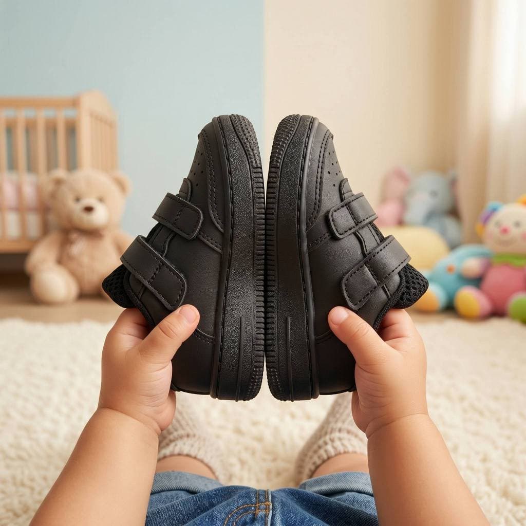 Tênis Velcro Preto Infantil Menino - Estiloso e Confortável - 20 ao 33 Envio Imediato
