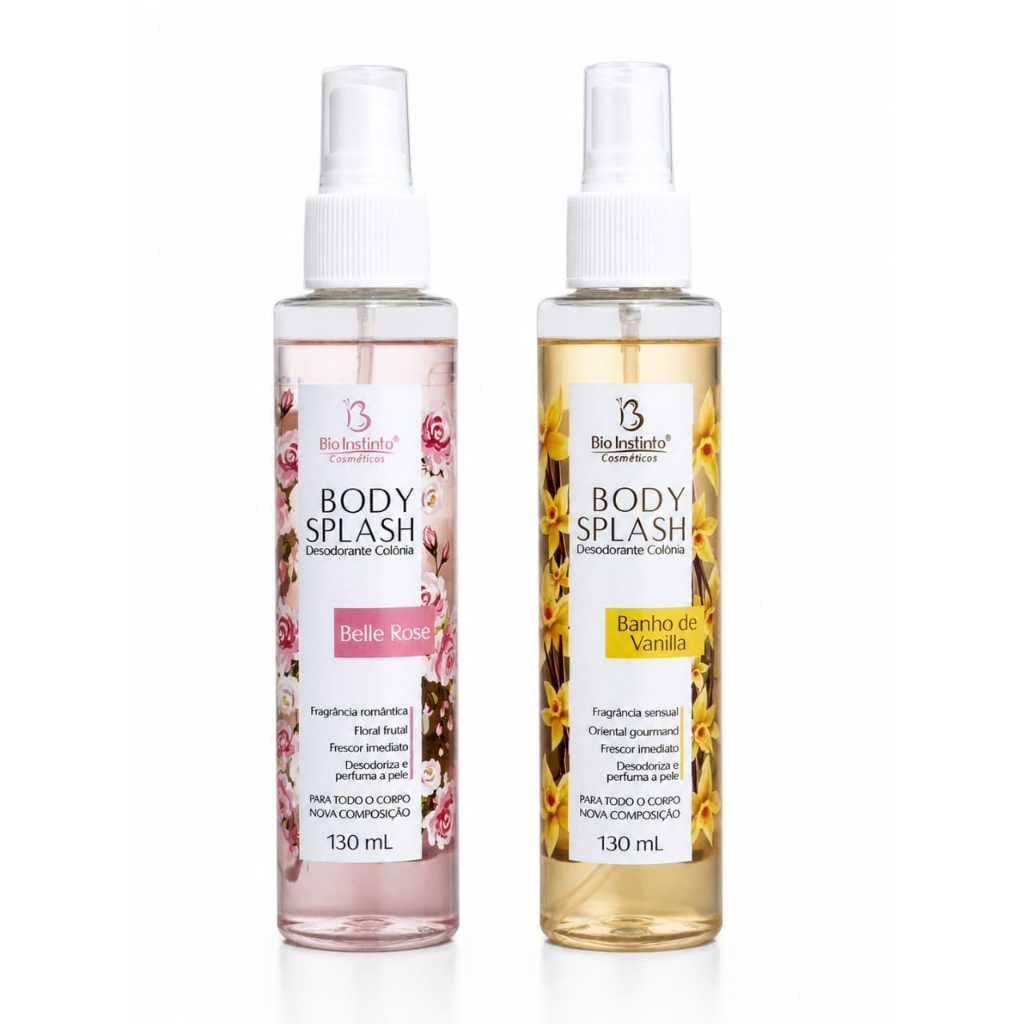 Kit bodysplash feminino 2 unidades vanilla +Belle Rose, 130 ML fixação suave mas longa duração