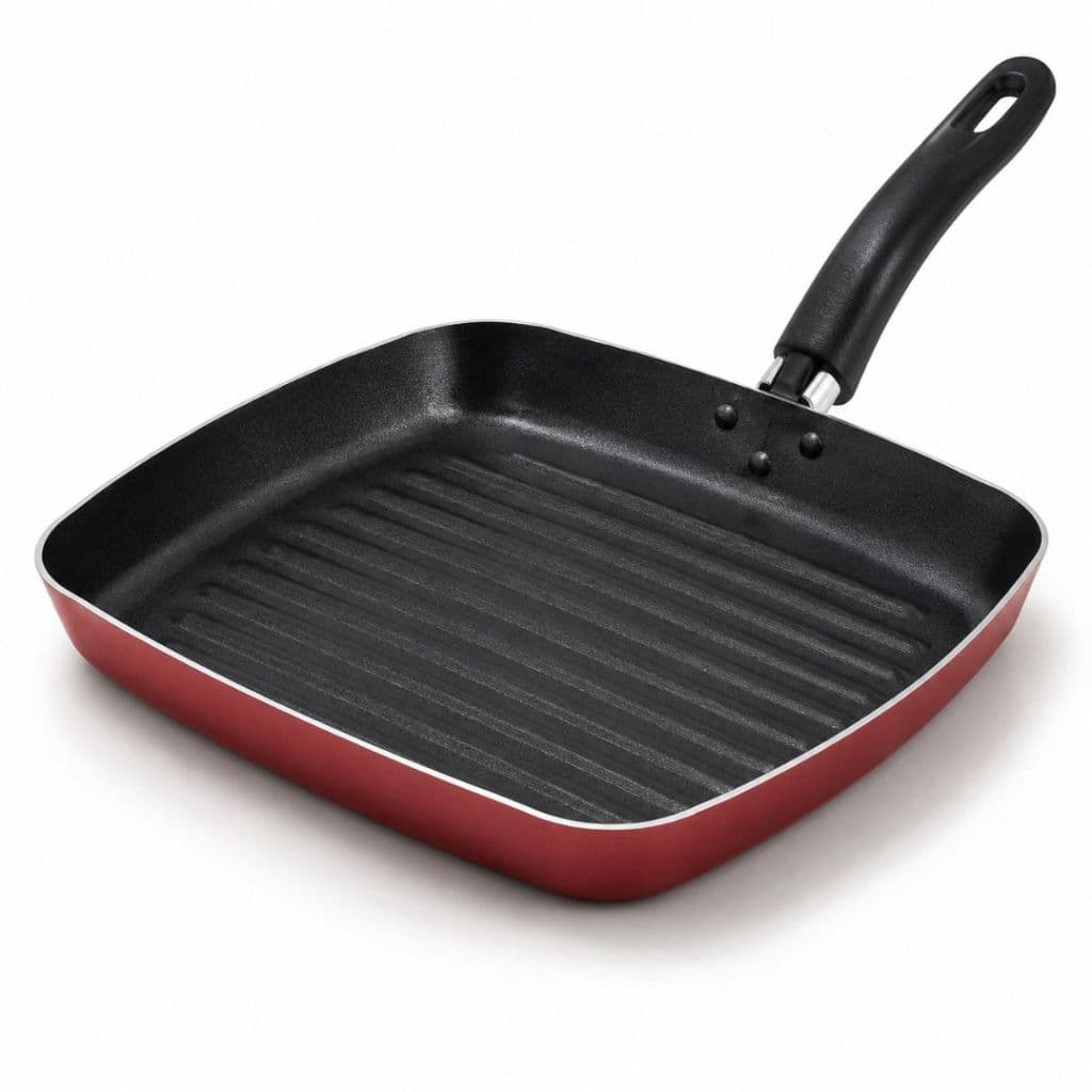 Frigideira Grill Antiaderente Bifeteira 23cm Alumínio Vermelha