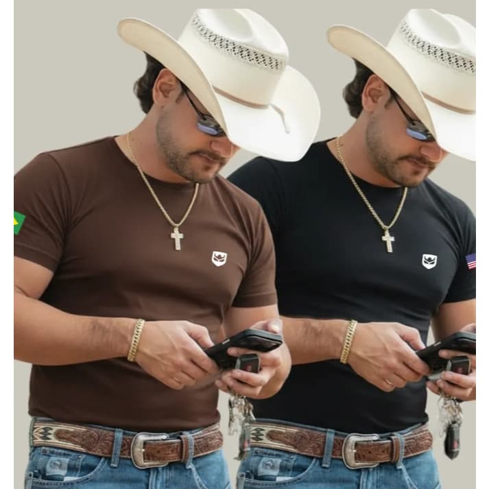 Kit 2 Camisetas Country Unissex Camisa Rincon 061 Premium Casual Estilo Rodeio