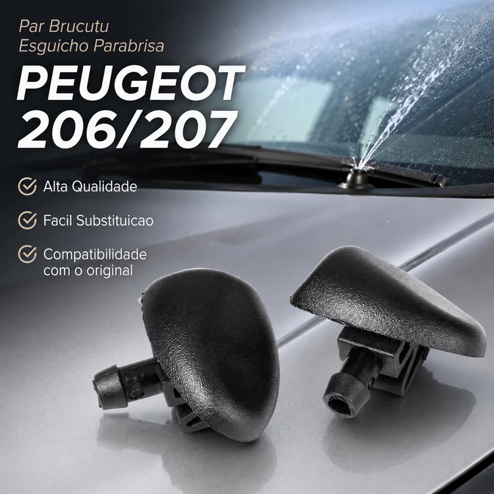 Par Brucutu Bico Lavador Esguicho Agua Limpador Parabrisa Capo Peugeot 206 207 Qualidade Garantia