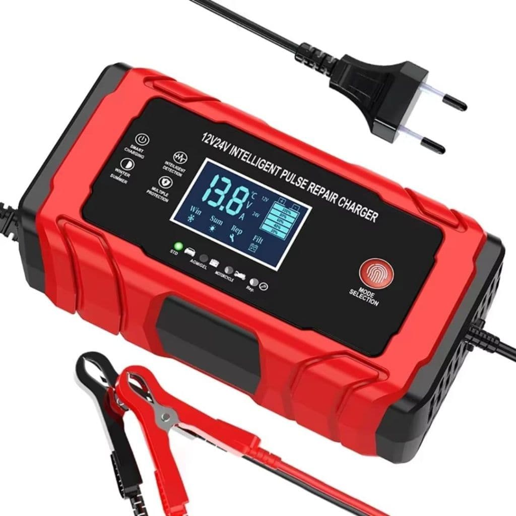 Carregador De Bateria Automotiva 12V 10A / 24V 5A Inteligente Portátil Carro Moto Caminhão Bivolt Digital
