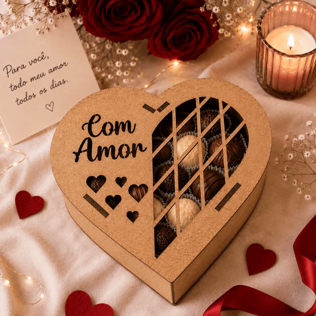 Kit 10 Caixas Com Frases Coração MDF Cru Lembrancinha Presente Bombom Pegue e Monte