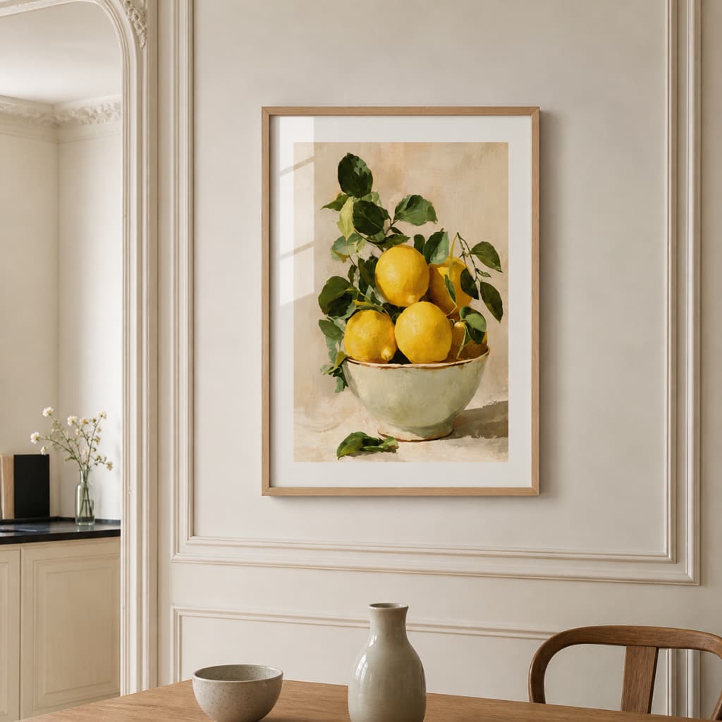 Quadro Decorativo Cozinha Limão Siciliano Pintura Rustica Com Moldura
