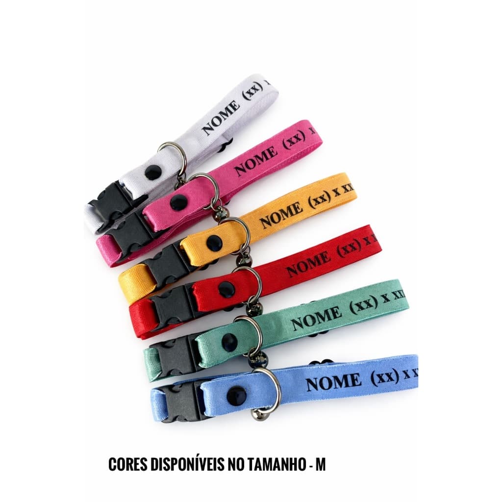 Coleira pet personalizada com identificação elástica para gatos e cães de pequeno porte
