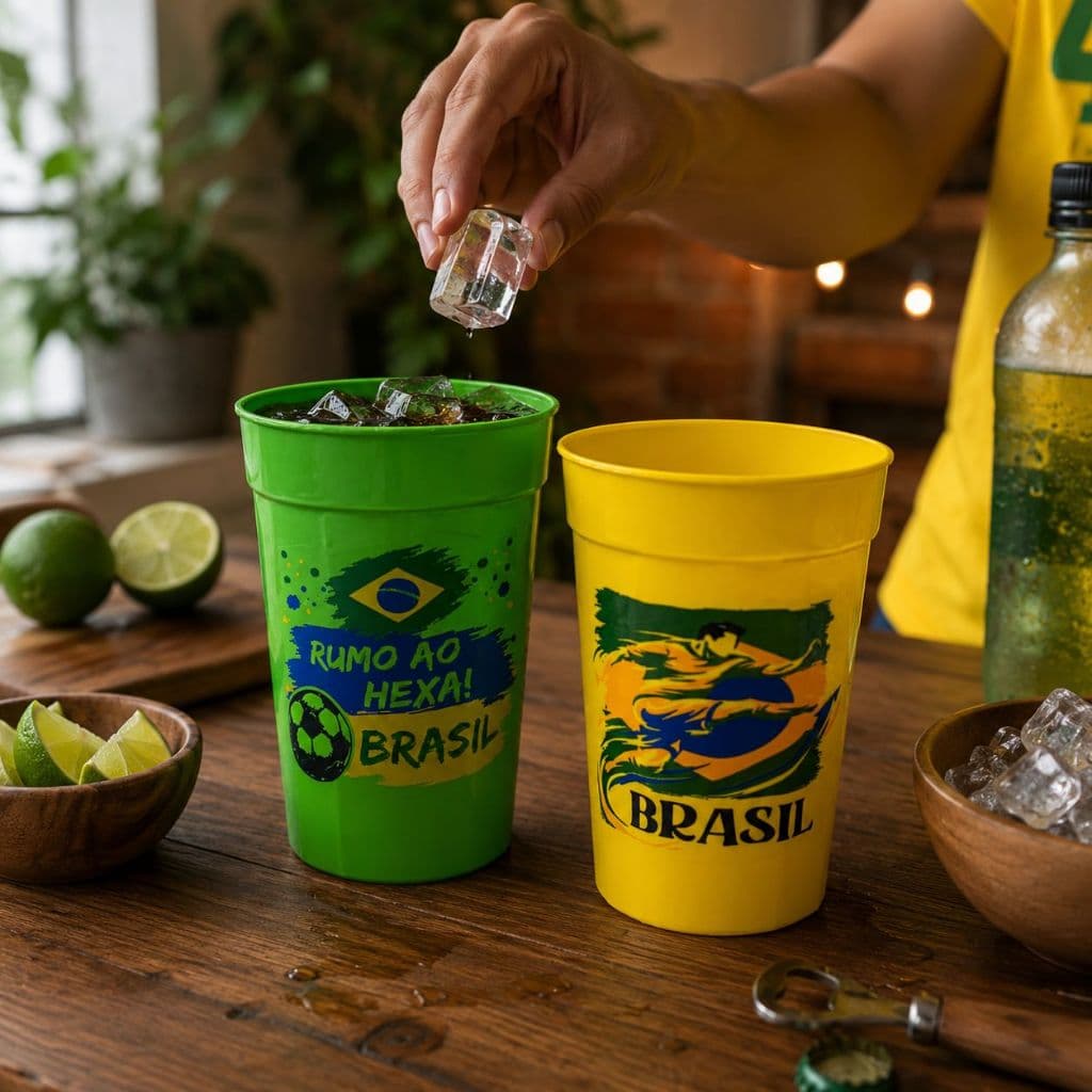 Kit Copos Copa do Mundo 350ml Brasil Churrasco Festa Decorativo