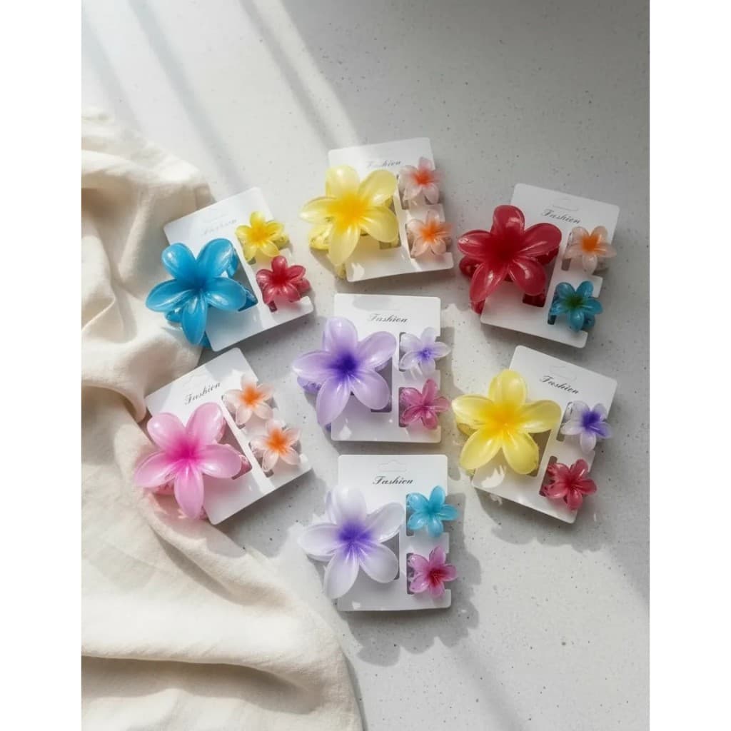 Kit 3 Presilha Piranha Flor Acrílico Prendedor Cabelo Feminino Grande e Pequenas Resistente
