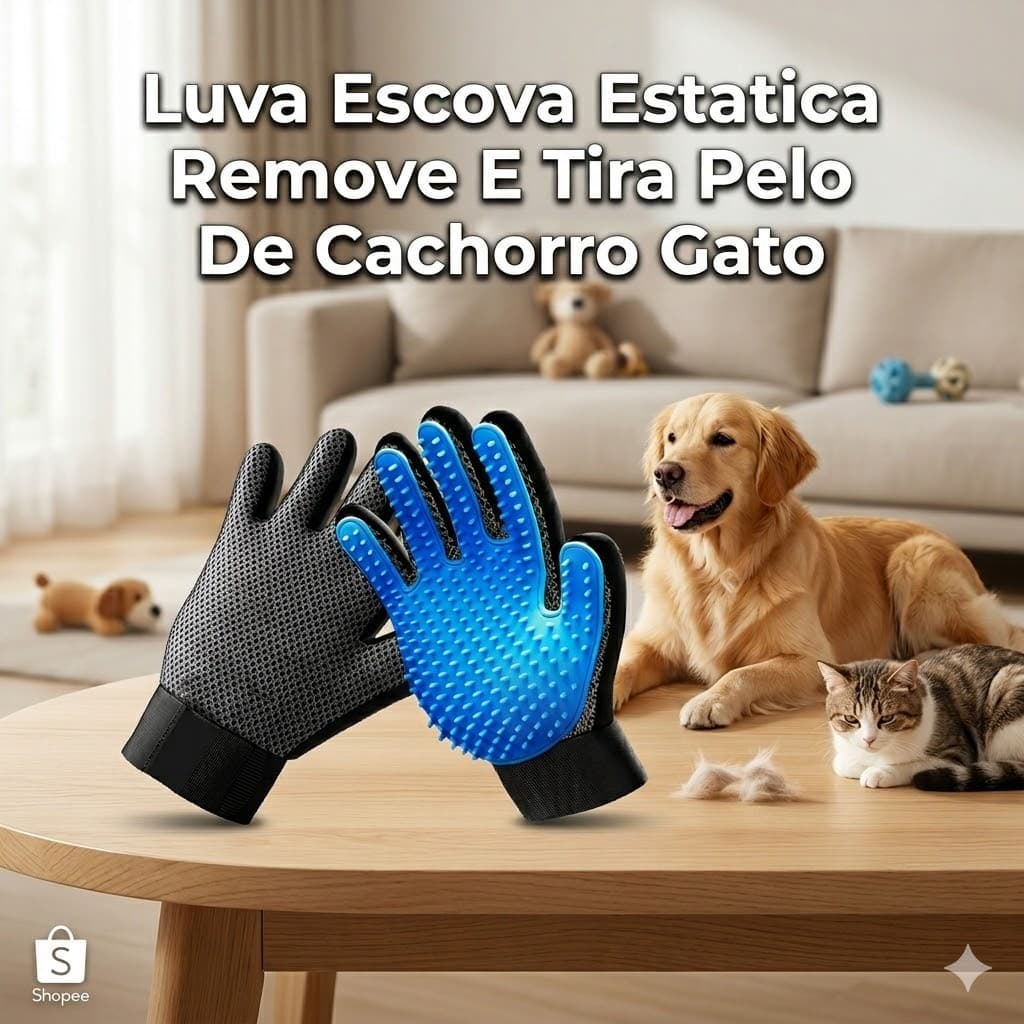 Luva Escova Estatica Remove E Tira Pelo De Cachorro Gato