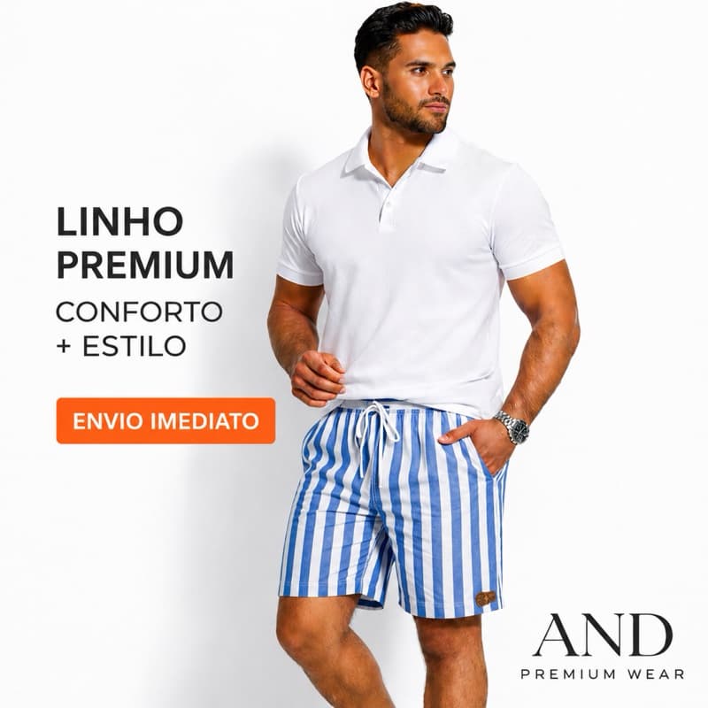 SHORT LINHO LISTRADO MASCULINO MAURICINHO BERMUDA LISTRADA - MODA VERÃO