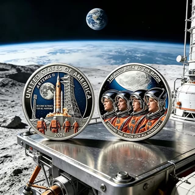 🪙 Moeda Comemorativa Espaço Sideral 🚀 🌌 NASA Artemis 3D 🪐 Planetas e Galáxias ✨ Colecionável Premium