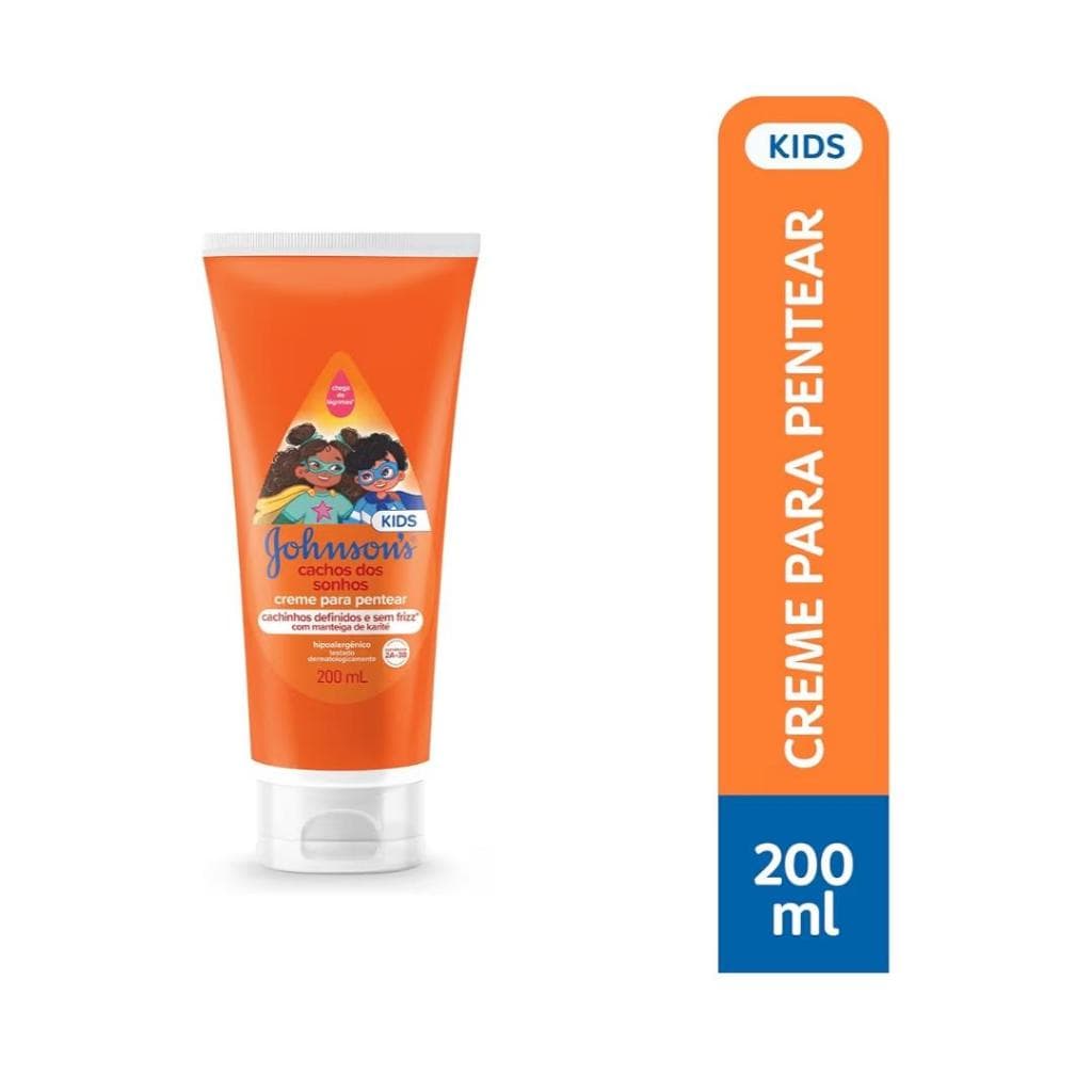 Johnson's Baby 200ml Creme Pentear Cachos dos Sonhos - Hipoalergênico para Bebês e Crianças Cacheadas