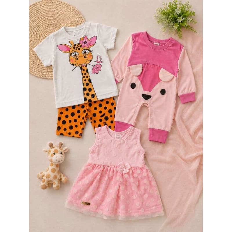 Rouba bebê menina kit com três peças