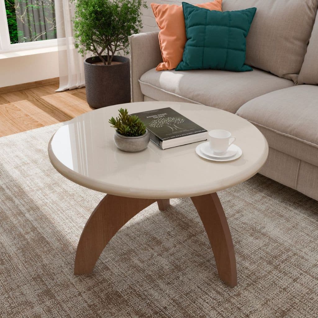 Mesa de Centro Jade Artely com Design Curvo Moderno em 3 pés