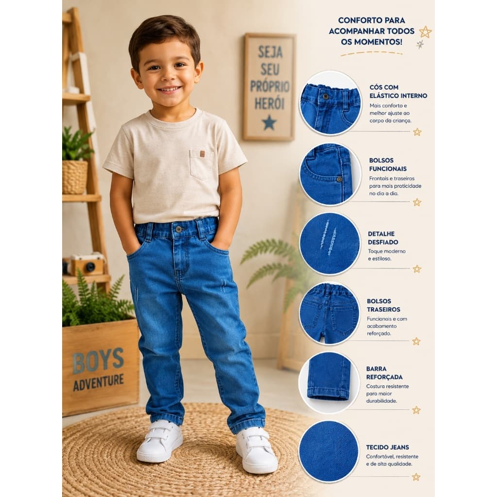 Calça Jeans Menino Infantil / Juvenil - 2 ao 10