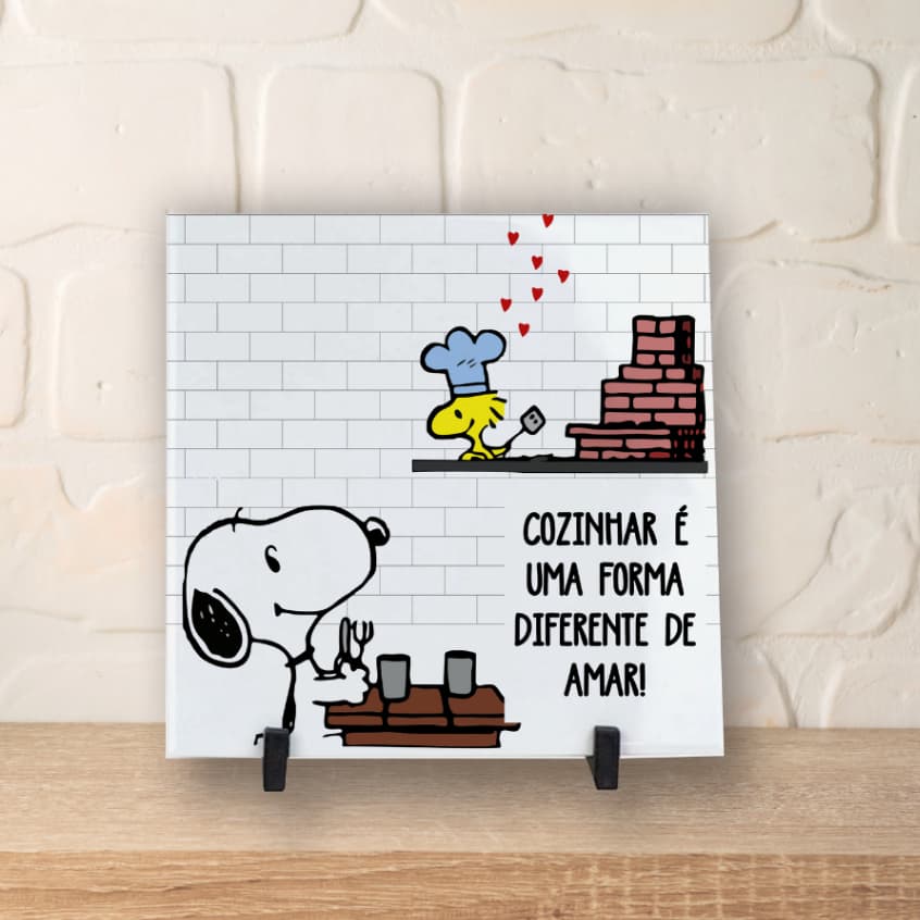 Azulejo decorativo Snoopy Casa cozinha lavanderia 15x15cm