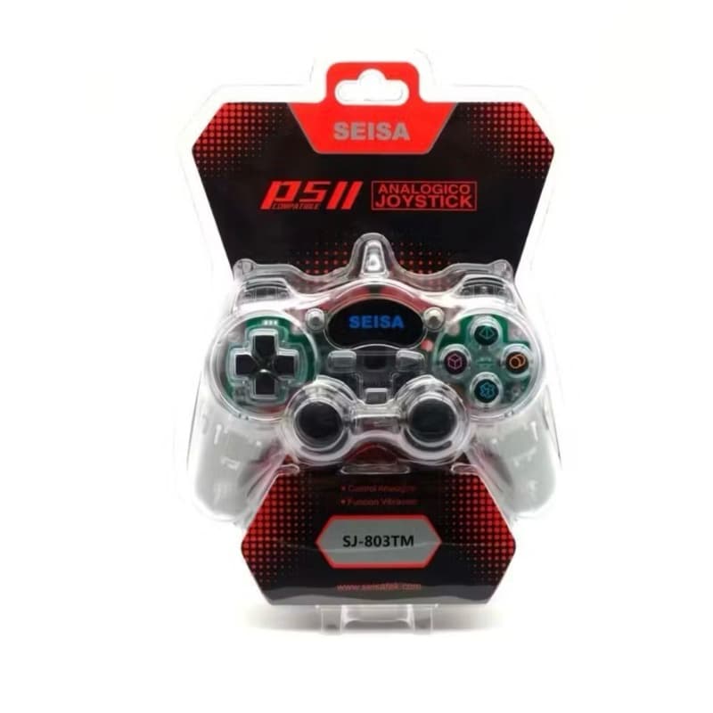 Controle Analógico Joystick Seisa SJ-803TM para PS1, PS2 Transparente com Fio 1,8 Metros