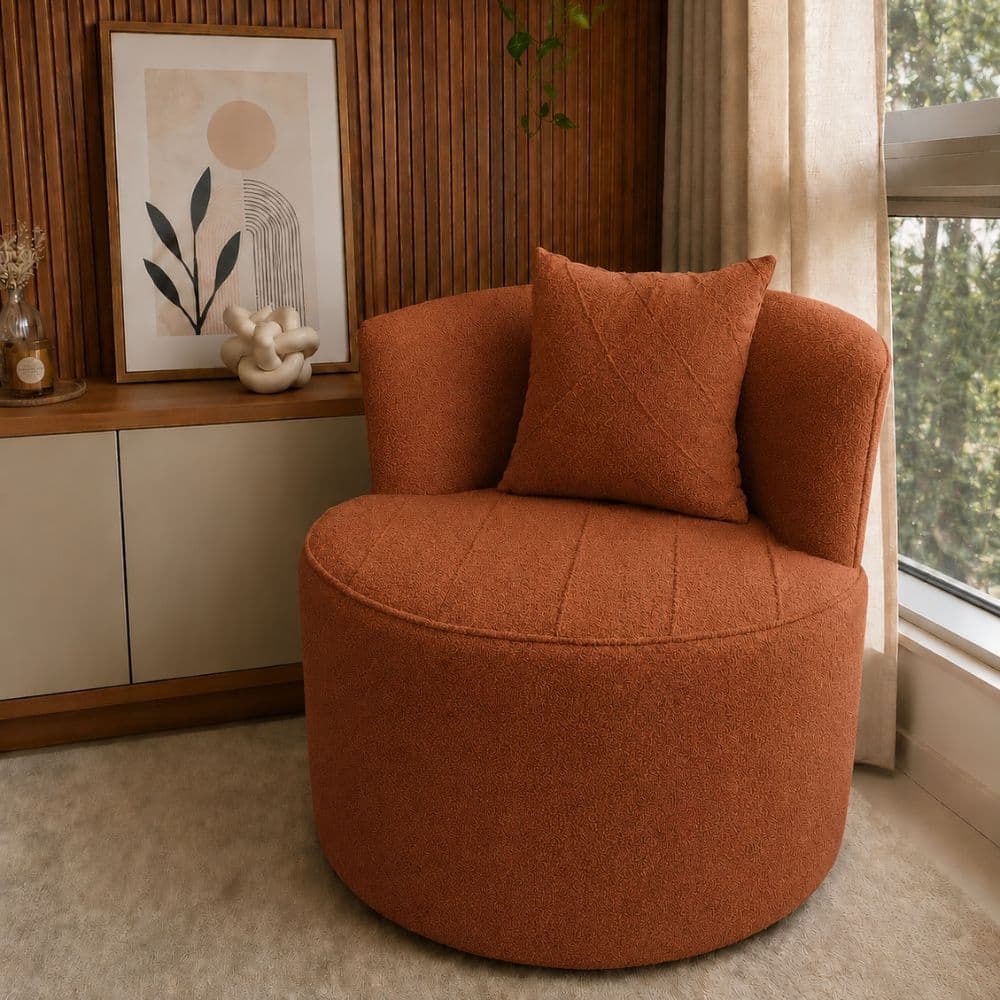 Poltrona Orgânica Namjoon Curva Luxo Sofisticação e Conforto Para Ambientes Boucle Terracota