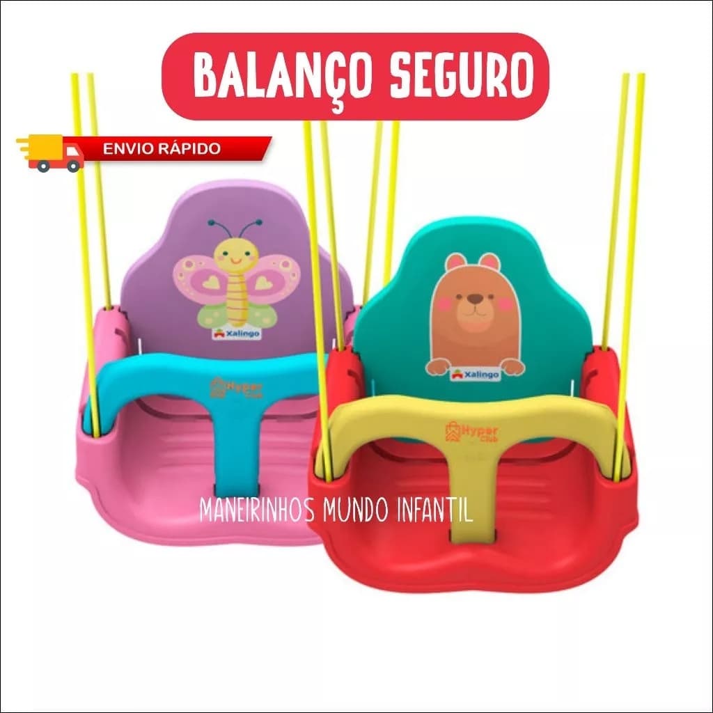Balanço Infantil 3em1 Encosto Regulável Xalingo Modelos Ursinho Borboleta BEBÊ BORBOLETINHA - ROSA- AZUL