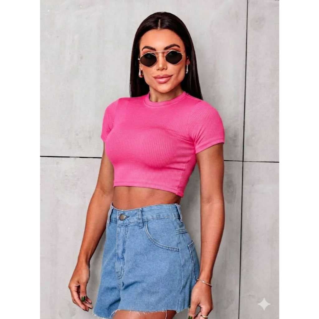 Cropped Feminino  tecido Ribana Estilo Blogueira
