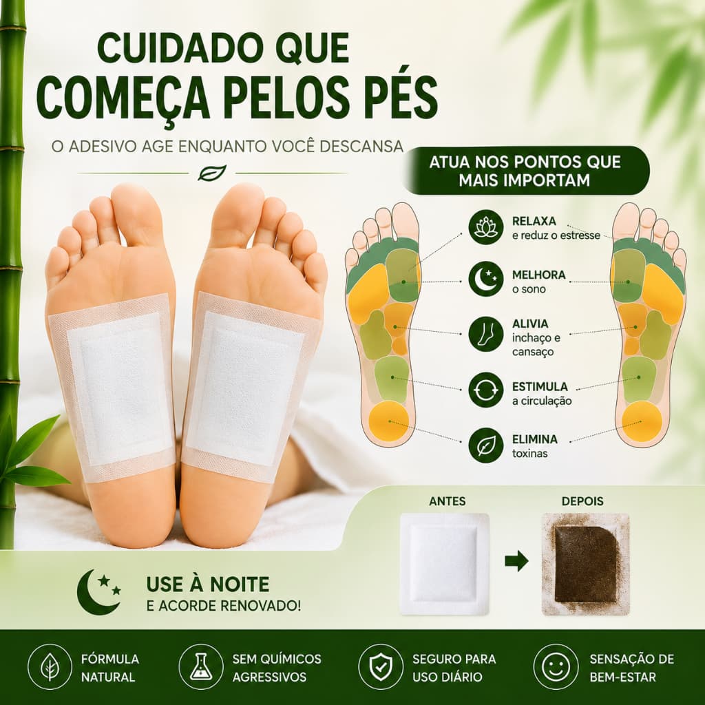 Kit Adesivo Pés Anti inchaço Elimina Impureza dos Pés
