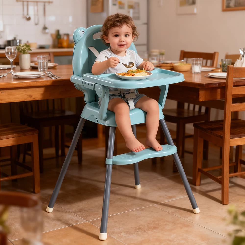 Cadeira de Alimentação Dobrável 0-4 Anos, Ajustável Altura Portátil com Mesa P19