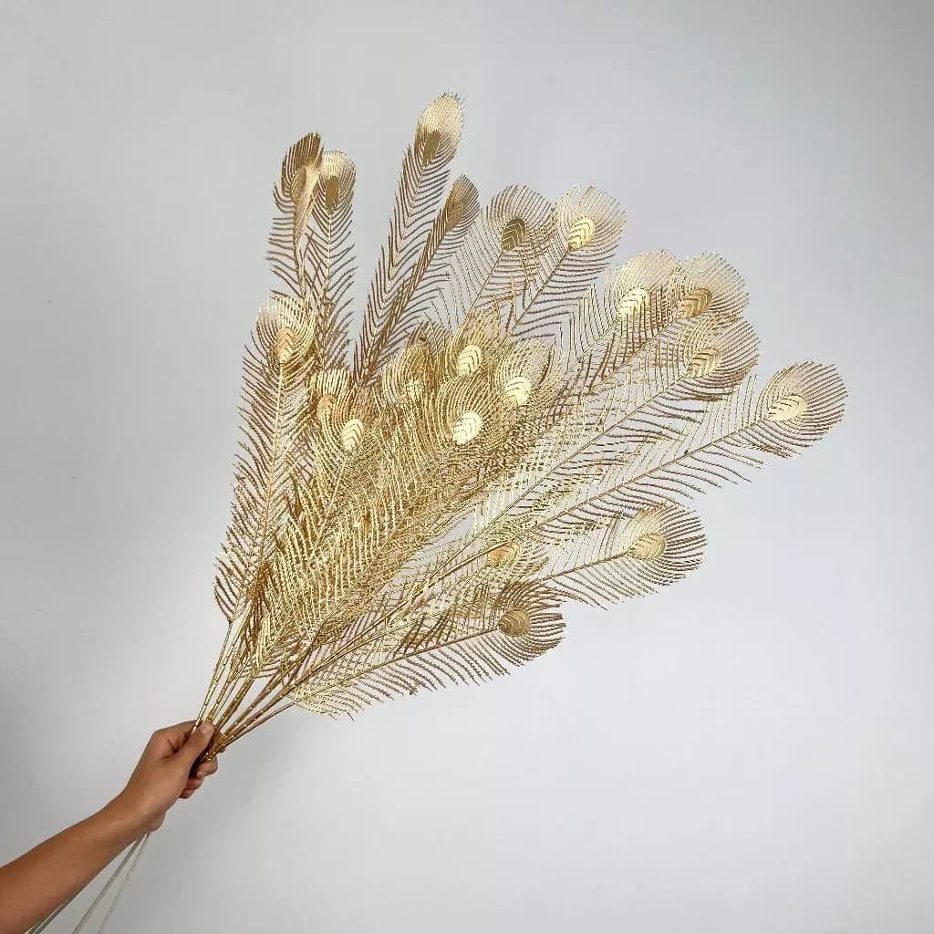 FOLHA DOURADA - folha pena de pavão artificial perfeito para decoração de natal , festas e casamentos - JZ802821