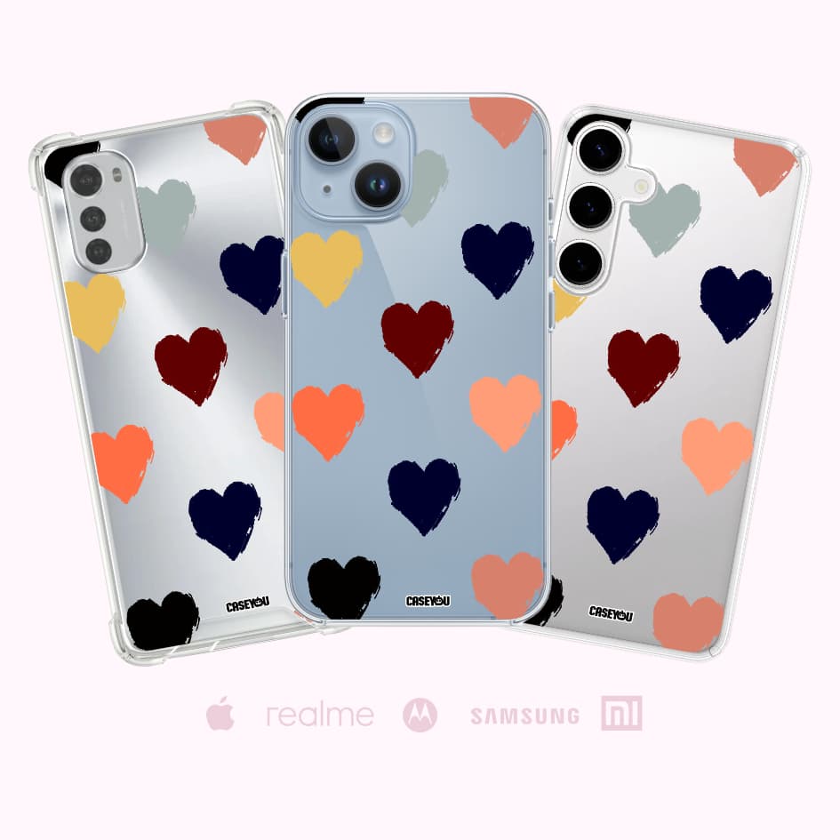 Capinha Celular Personalizada Corações Coloridos