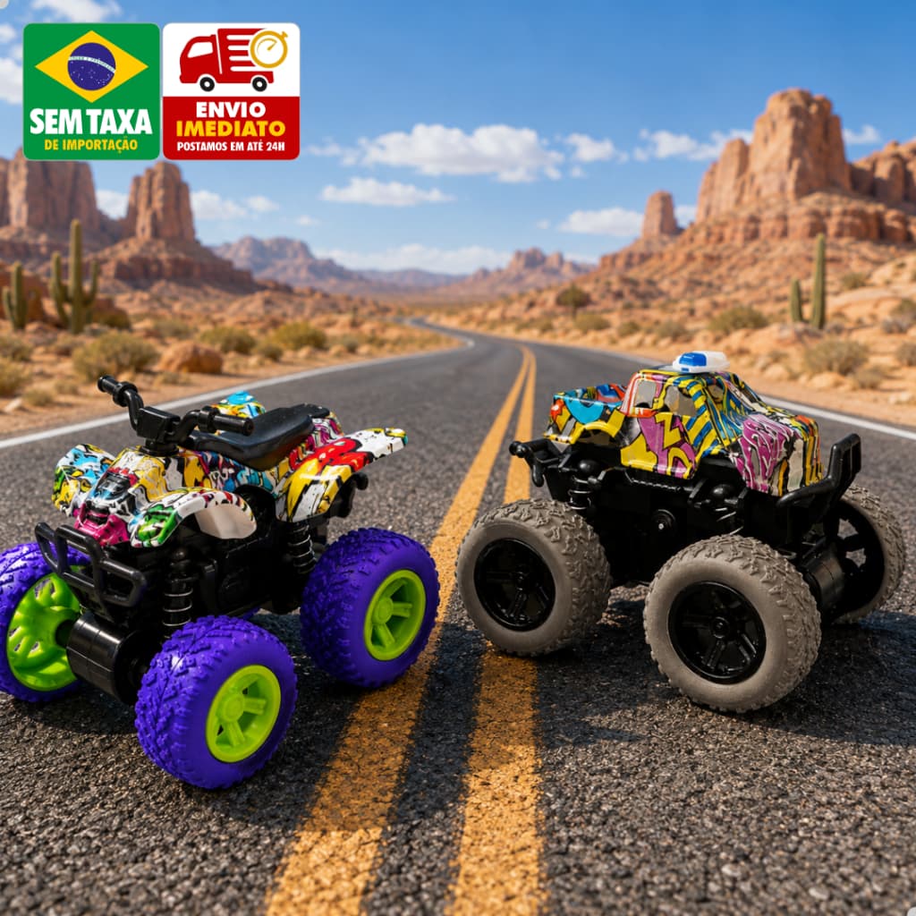 Mini Carrinho Quadriciclo Off Road Monster Truck Fricção Suspensão Infantil 9cm
