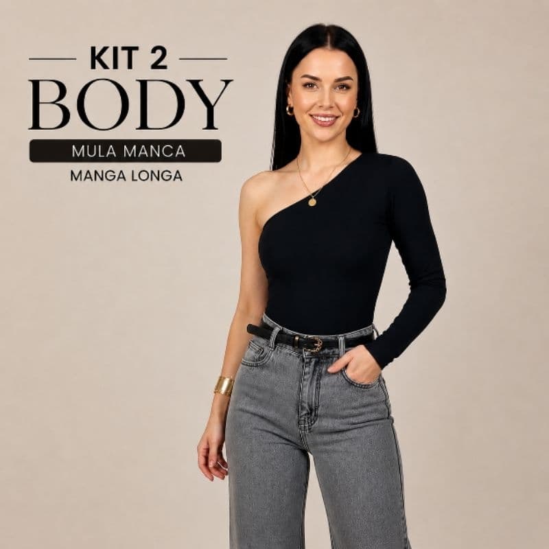BODY FEMININO MULA MANCA MANGA LONGA UM OMBRO SÓ SUPLEX BODY INVERNO – PREMIUM