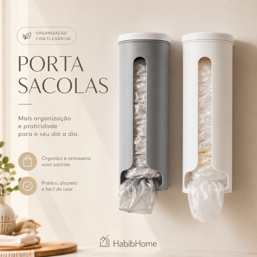 Porta Sacolas Parede Organizador Cozinha Lavanderia Fixação Fácil Design Moderno