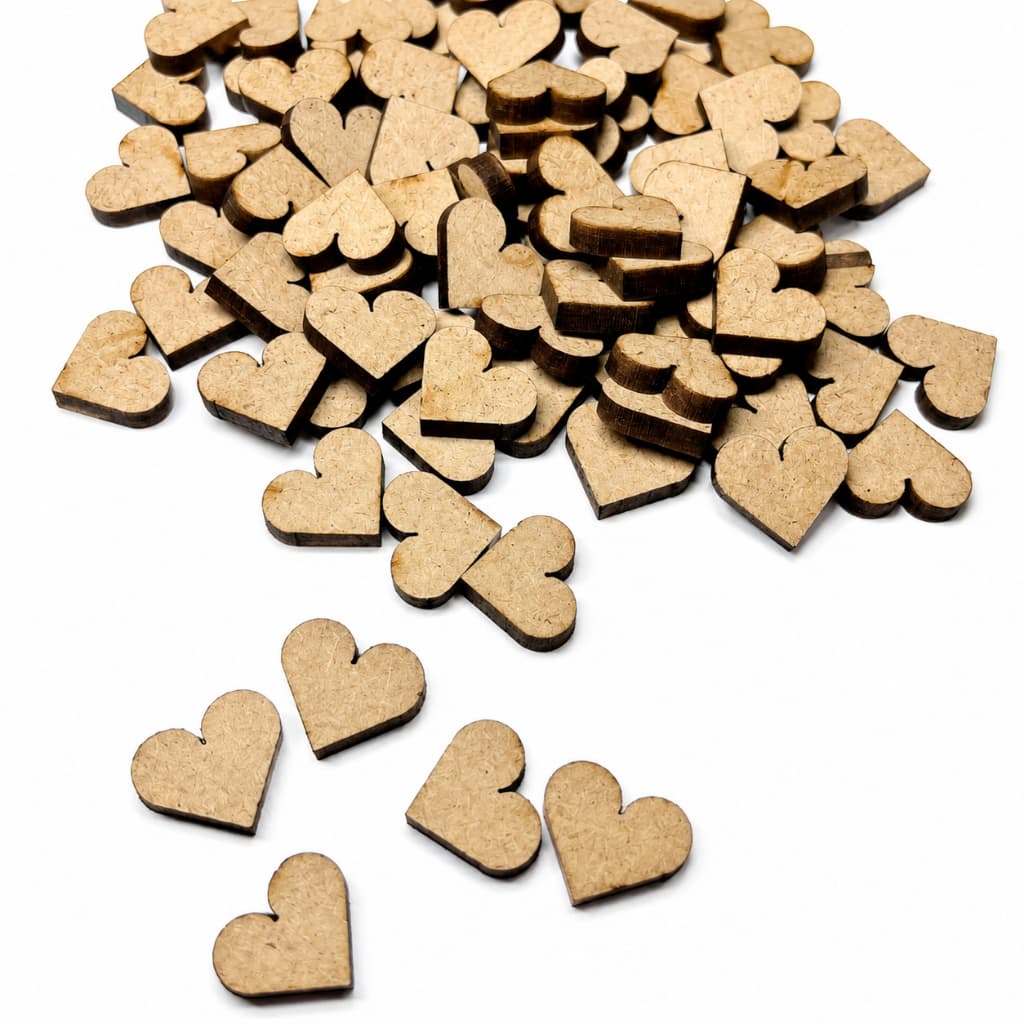 Kit Mini Corações 100 á 300 Peças Para Aplique em MDF Cru 1 x 1cm Para Festas Lembrancinhas e Artesanato