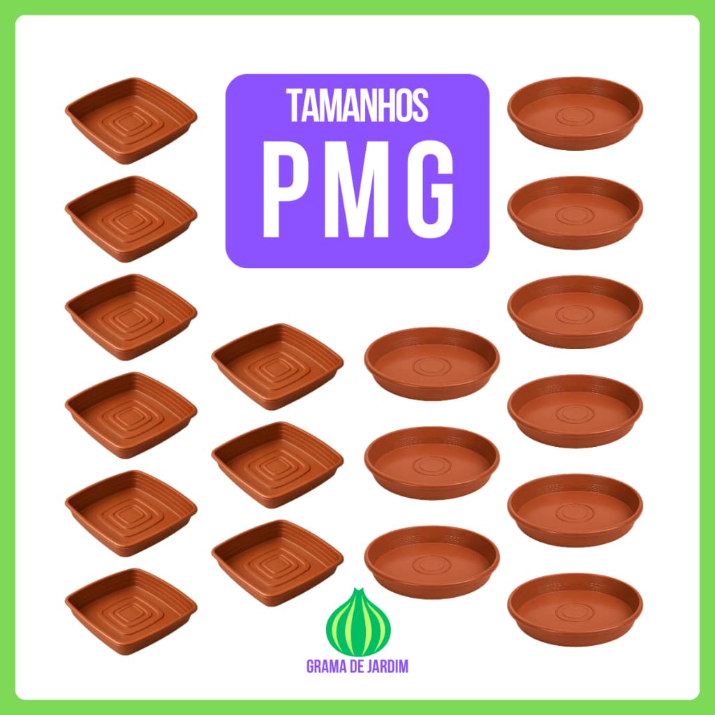 Kit Prato para Vaso Marrom Formatos Tamanhos P M G Preto Plastico Pratinho Vaso Planta Flores