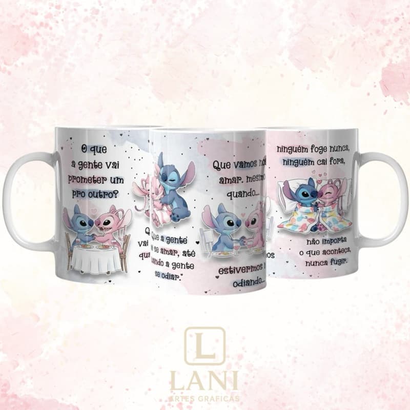 Caneca Personalizada Stitch & Angel Romântica  Amor e Ódio