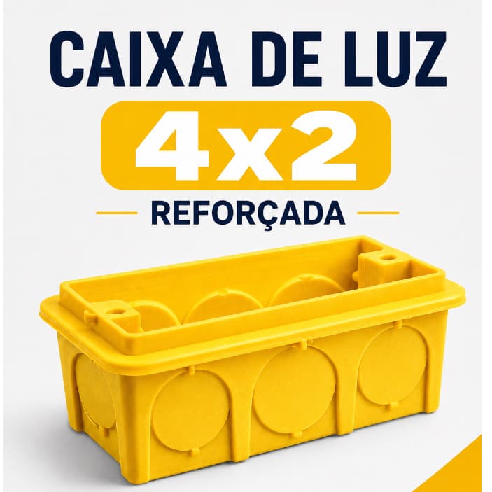 Caixa de Luz 4x2 Reforçada Polipropileno Alta Resistência Amarela e Preta para Instalação Elétrica 15/20 ou 25 UN