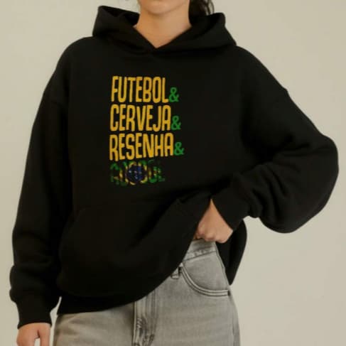 Blusa Moletom Ajustável Y2k Moda Brasileira Copa 2026 Futebol e Resenha Inverno Quentinho Unissex