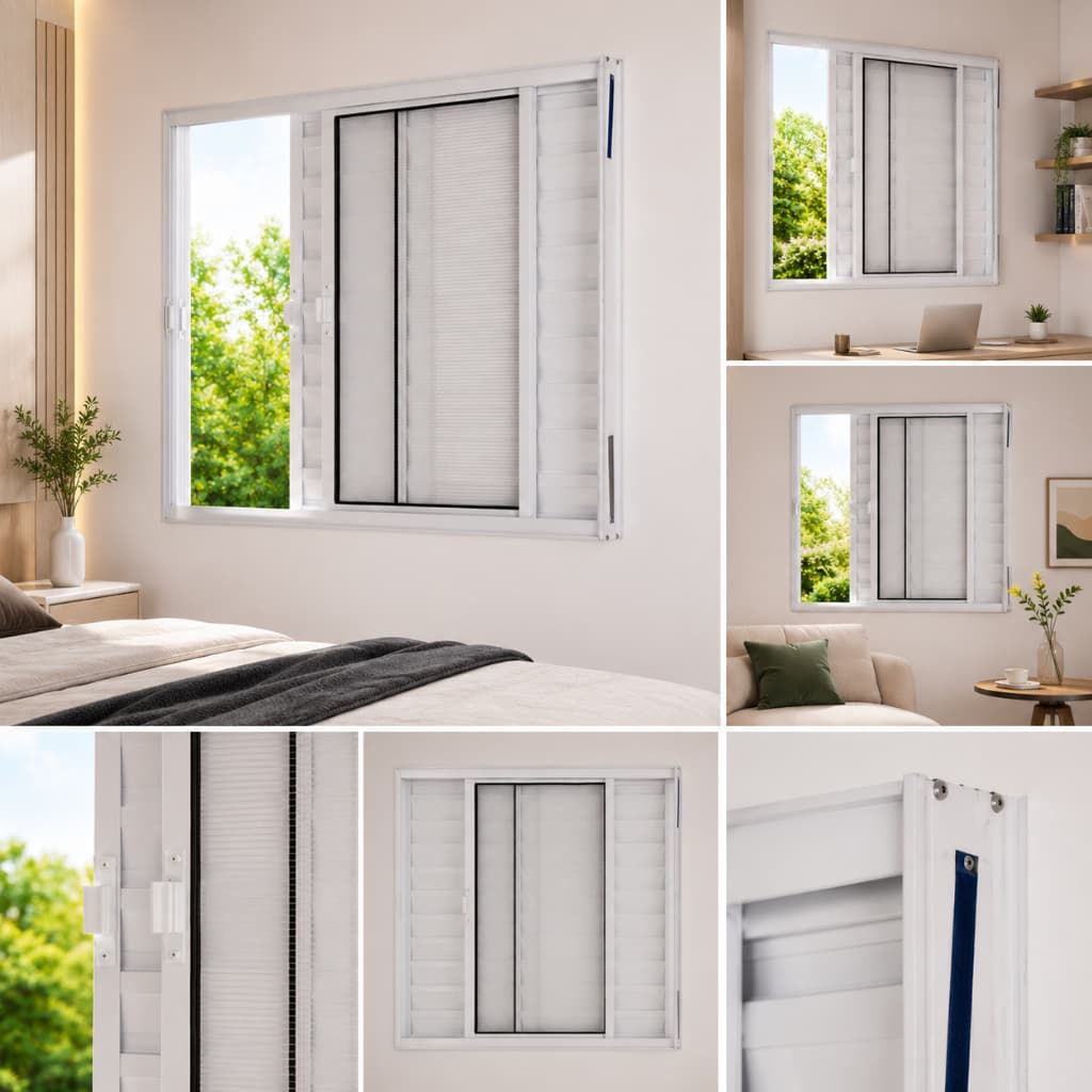 Janela Veneziana Para Quarto 3 Folhas 80x80 Sem Grade Com Policarbonato em Alumínio Resistente Branco ou Preto
