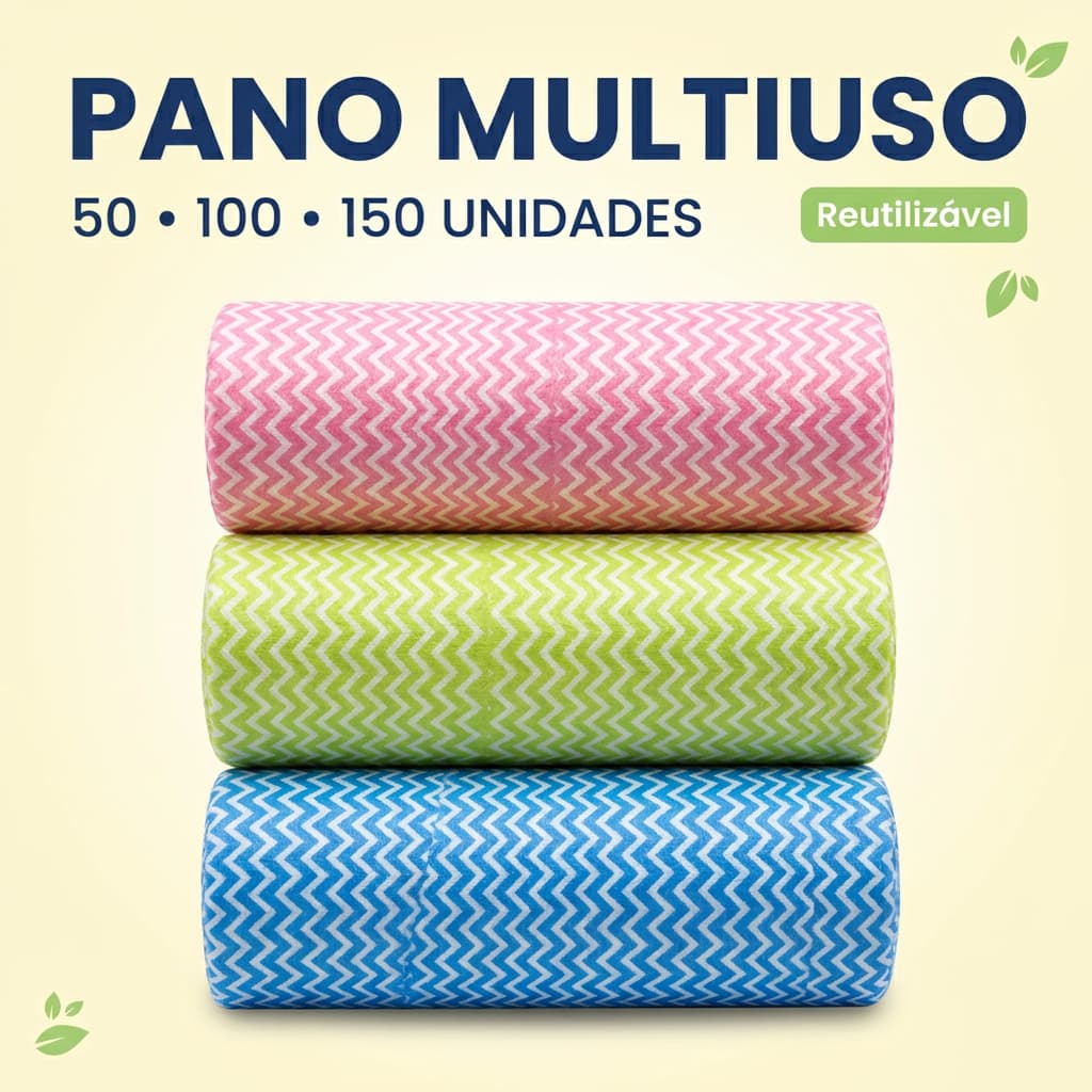 Pano Multiuso para Cozinha Reutilizável 50 100 e 150 Unidades