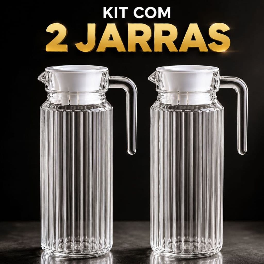 Kit 1/2 Jarra De Vidro Suíça 1 Litro Jarra Para Suco Água Vidro Resistente Com Tampa E Alça