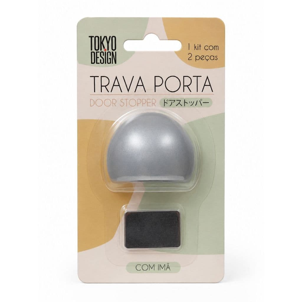 Trava Porta Magnética com Imã kit 2 Peças